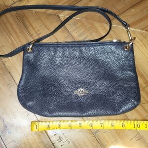 Coach Pebbled Leather Charley Crossbody Purse Navy